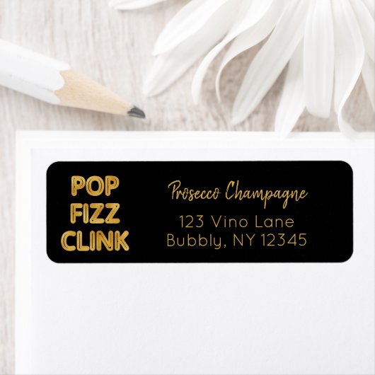 Moderne Typografie Pop Fizz Clink Rücksendeadresse (Insitu)
