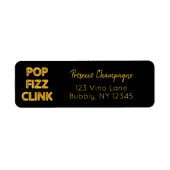 Moderne Typografie Pop Fizz Clink Rücksendeadresse (Vorne)