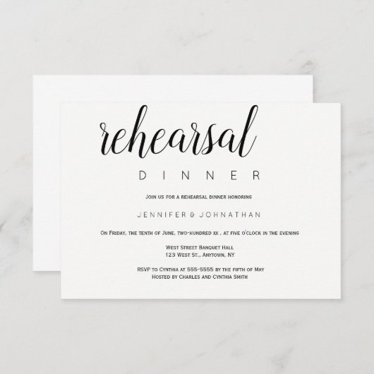 Moderne Typografie Probe Dinner Einladungen (Vorne/Hinten)