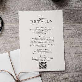 Moderne Typografie Qr-Code Hochzeitsdetails Begleitkarte