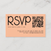 Moderne Typografie QR Code Peach Wedding RSVP Begleitkarte (Vorderseite)
