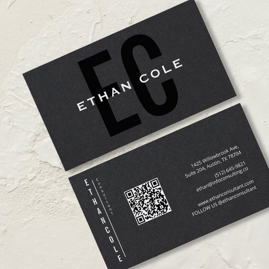 Moderne Typografie QR-Code Schwarz Beruflich Visitenkarte