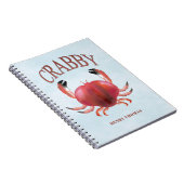 Moderne Typografie Red Crabby Crab Nautic Niedlich Notizblock (Rechte Seite)