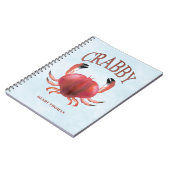 Moderne Typografie Red Crabby Crab Nautic Niedlich Notizblock (Linke Seite)