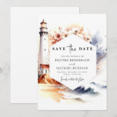 Moderne Typografie Romance Lighthouse Wedding Save The Date (Vorne/Hinten)