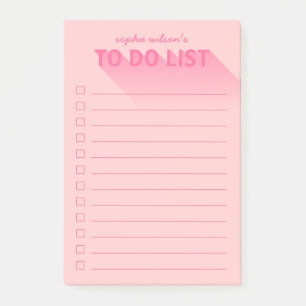 Moderne Typografie rosa auf der Liste Post-it Klebezettel