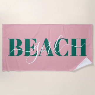 Moderne Typografie rosa grünes Strandangebot Strandtuch
