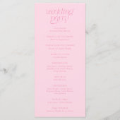 Moderne Typografie Rosa Hochzeitsprogramm Programm (Rückseite)