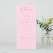 Moderne Typografie Rosa Hochzeitsprogramm Programm (Stehend Vorderseite)