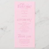 Moderne Typografie Rosa Hochzeitsprogramm Programm (Vorderseite)