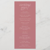 Moderne Typografie Rosé Hochzeitsprogramm Programm (Rückseite)