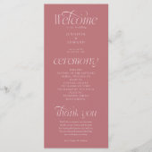 Moderne Typografie Rosé Hochzeitsprogramm Programm (Vorderseite)
