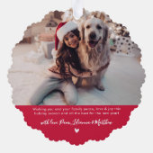 Moderne Typografie Rot 2 Foto Weihnachten Ornament Karte (Rückseite)