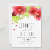 Moderne Typografie Rote Blume Blumenhochzeit Einladung (Vorderseite)