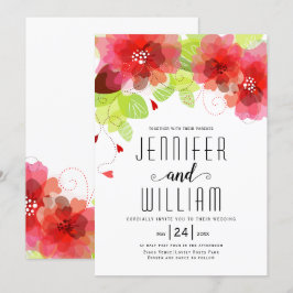 Moderne Typografie Rote Blume Blumenhochzeit Einladung