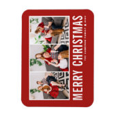 Moderne Typografie - Rote FotoCollage Weihnachten Magnet (Vertikal)