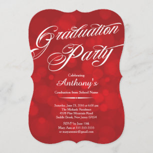 Moderne Typografie rotes Bokeh Abschluss-Party Einladung