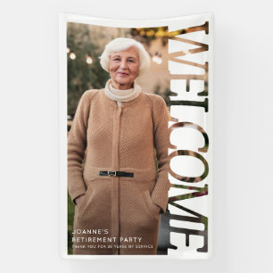 Moderne Typografie-Ruhestandsfeier Begrüßungsfoto Banner