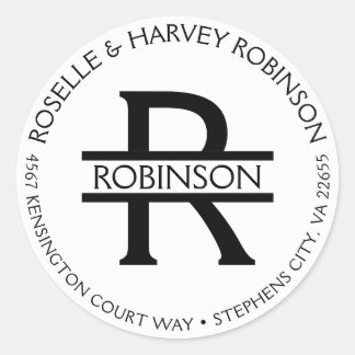 Moderne Typografie-rundes KreisName und Anschrift Runder Aufkleber