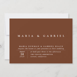Moderne Typografie Rust Brown einfache Hochzeit Einladung