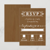 Moderne Typografie rustikale Holzhochzeit RSVP Karte (Vorne/Hinten)