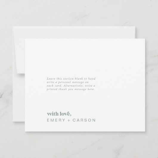 Moderne Typografie | Sage Green Danke Card (Rückseite)