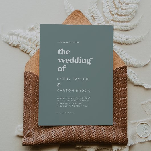Moderne Typografie | Sage Green die Hochzeit von Einladung