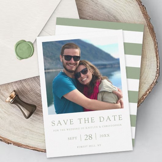 Moderne Typografie Sage Green Minimalistic Foto Save The Date