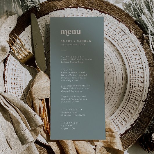 Moderne Typografie | Sage Green Wedning Dinner Menükarte