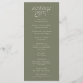 Moderne Typografie Salbeigrüne Hochzeitsprogramm Programm (Rückseite)