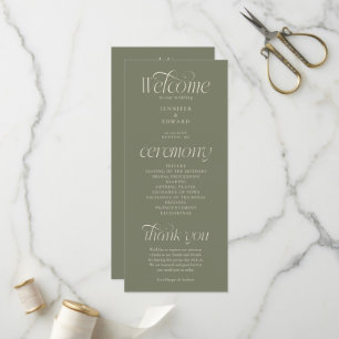 Moderne Typografie Salbeigrüne Hochzeitsprogramm Programm