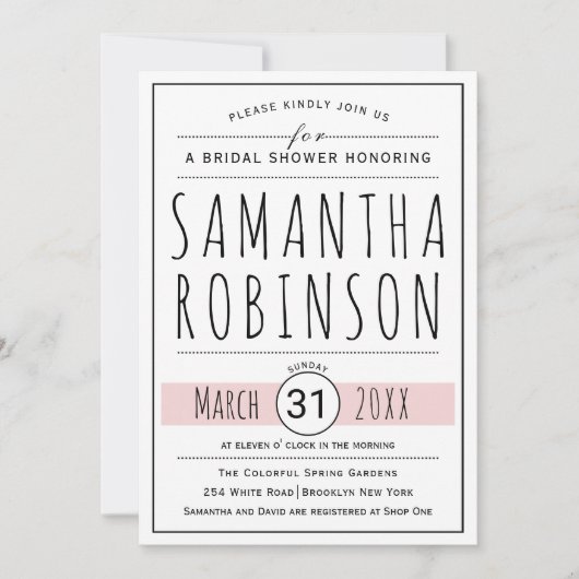 Moderne Typografie Sali Grün Hochzeit Brautparty Einladung (Vorderseite)