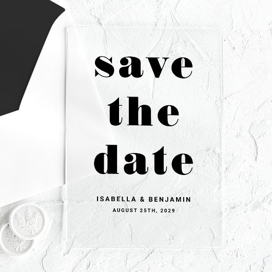 Moderne Typografie Save the Date Acryleinladungen