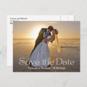 Moderne Typografie Save the Date Foto Ankündigungspostkarte (Vorne/Hinten)