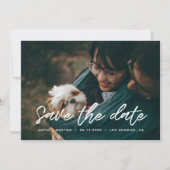 Moderne Typografie Save the Date Fotokarte Ankündigung (Vorderseite)