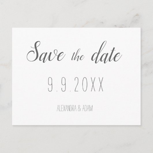 Moderne Typografie Save the Date Postkarten (Vorderseite)