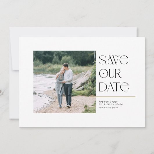 Moderne Typografie Save the Date Square Foto (Vorderseite)
