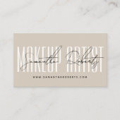 Moderne Typografie-Schrift beige Visitenkarte (Vorderseite)