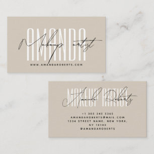 Moderne Typografie-Schrift beige Visitenkarte