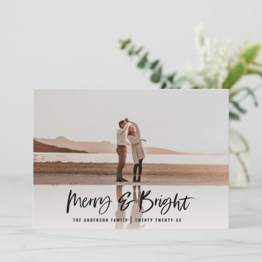 Moderne Typografie-Schrift Blau Foto Weihnachten (Stehend Vorderseite)