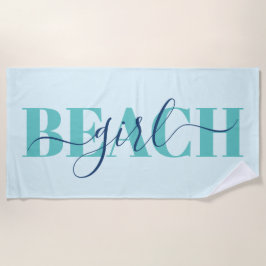 Moderne Typografie-Schrift Blue aquamarin Beach Zi Strandtuch