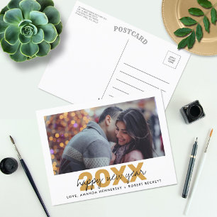 Moderne Typografie-Schrift Neues Jahr Foto Feiertagspostkarte