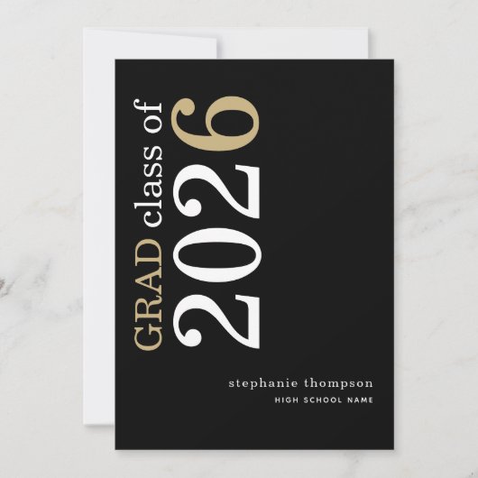 Moderne Typografie Schwarz 2026 Abschluss  Ankündigung (Vorderseite)