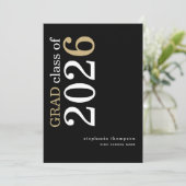 Moderne Typografie Schwarz 2026 Abschluss  Ankündigung (Stehend Vorderseite)