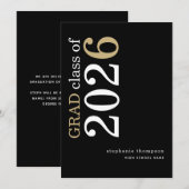 Moderne Typografie Schwarz 2026 Abschluss  Ankündigung (Vorne/Hinten)