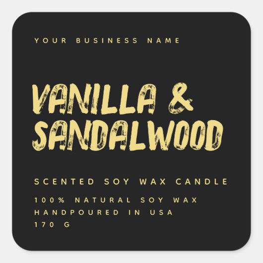 Moderne Typografie, Schwarz-Gold-Sojakonzerne Quadratischer Aufkleber (Vorderseite)