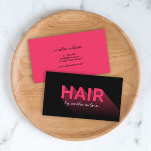 Moderne Typografie Schwarz-Rosa-Haarstylistin Visitenkarte