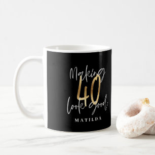 Moderne Typografie schwarz und gold 40. Geburtstag Kaffeetasse
