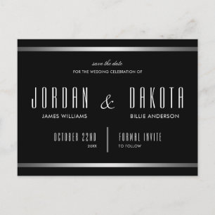 Moderne Typografie   Schwarz und Silber Save the D Ankündigungspostkarte