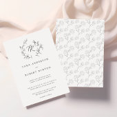 Moderne Typografie Schwarz-Weiß-Botanische Hochzei Einladung